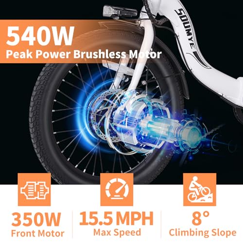 Electric Tricycle 20" Folding 350W Step-Thru for Adults with Removable Battery J2379