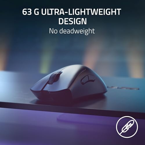 Razer DeathAdder V3 Pro Wireless Gaming Mouse, 63g Ultra Lightweight, Black B812