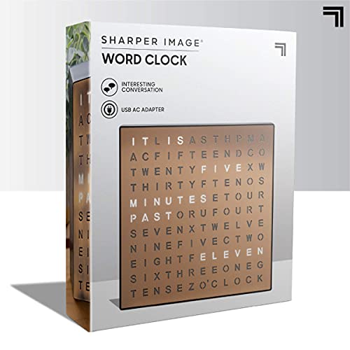 Sharper Image LED Light-Up Word Clock, Modern Electronic Desk & Wall Clock H8234