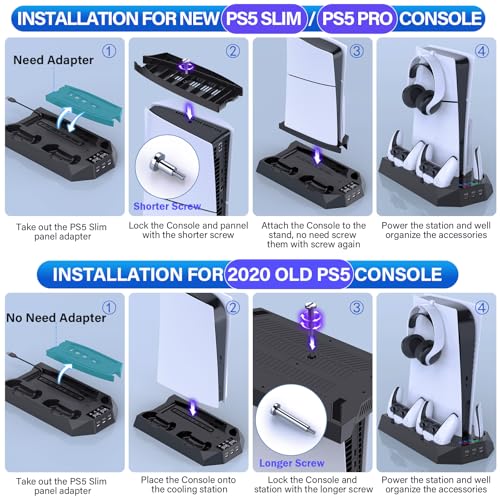 PS5 Slim/Pro Cooling Station with Controller Charger, White M8682