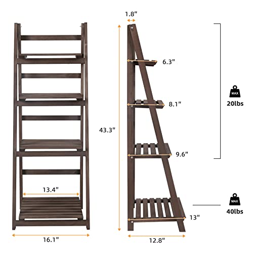 unho 4 Tier Plant Stand Tall Ladder Shelf Wooden Display Rack Q41622