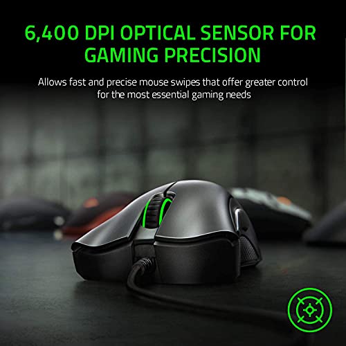 Razer DeathAdder Essential Gaming Mouse, 6400 DPI Optical Sensor, Black B344