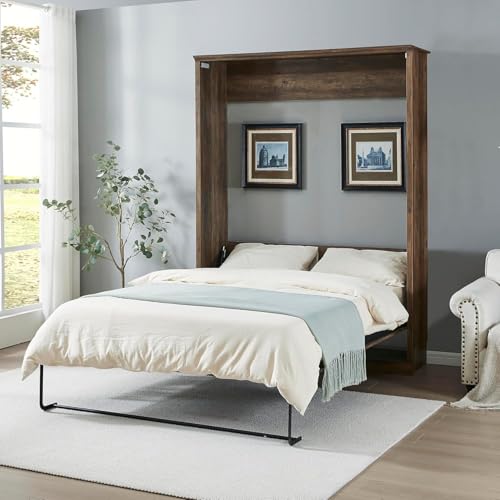 MERITLINE Queen Murphy Bed with Storage Bookcase and Charging Station E996