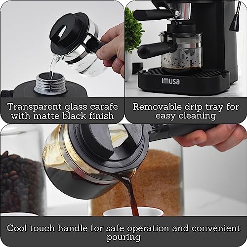 IMUSA GAU-18202 4 Cup Espresso/Cappuccino Maker, Black V2290
