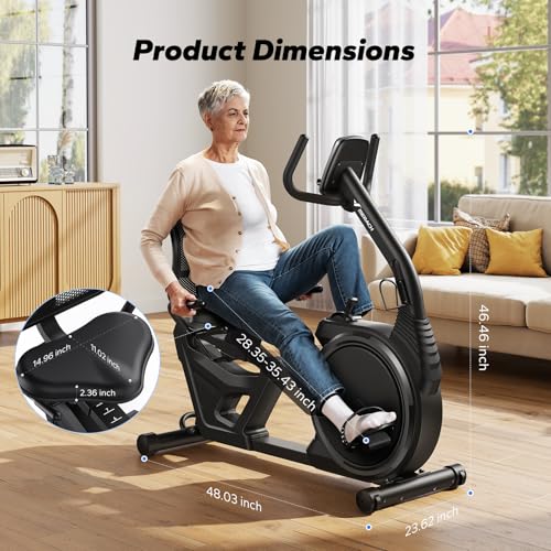 MERACH Recumbent Exercise Bike for Home, Magnetic with Bluetooth and LCD R432