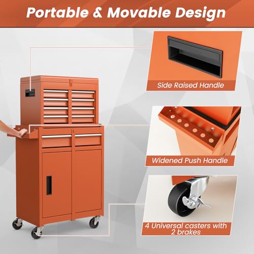 Goplus 5-Drawer Rolling Tool Chest with Lockable Wheels, Gray Z601390