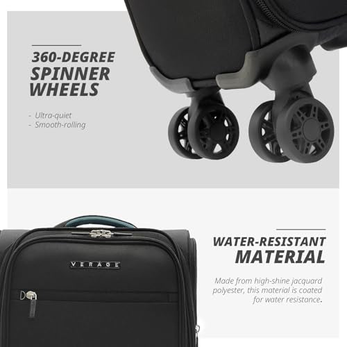 Verage Under Seat Luggage with Wheels, Softside Spinner Carry On, Navy 14-Inch A51804
