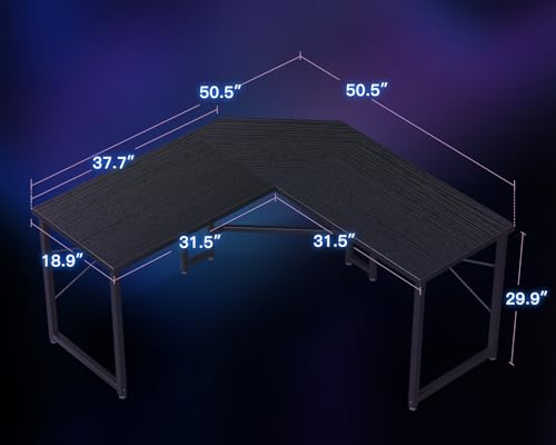 Casaottima L Shaped Gaming Desk Corner Desk for Home Office, 51 Inch, Black M173778