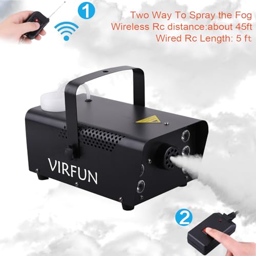 VIRFUN Fog Machine with 6 LED Lights and Remote Control G334