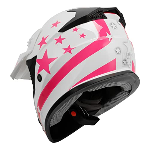 SLMOTO Dot Youth Kids Motocross Offroad Helmet with Goggles and Gloves Blue Skull D851858