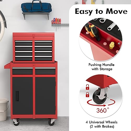 Goplus 5-Drawer Rolling Tool Chest with Lockable Wheels, Gray Z601390