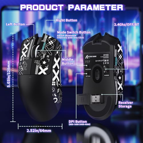 Attack Shark X11SE Wireless Gaming Mouse, Tri-Mode 22K DPI, 59g, Berry Red Y3775