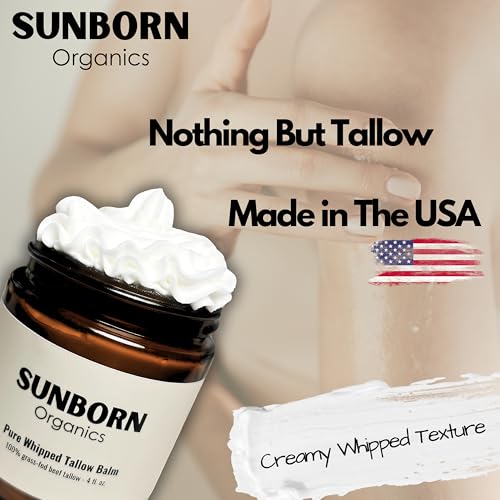 Pure Whipped Tallow Balm Unscented, Organic Grass-Fed Beef Tallow for Skin N669878