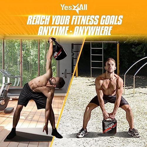 Yes4All Powder Coated Cast Iron Kettlebell Weight Set for Home Gym N15817