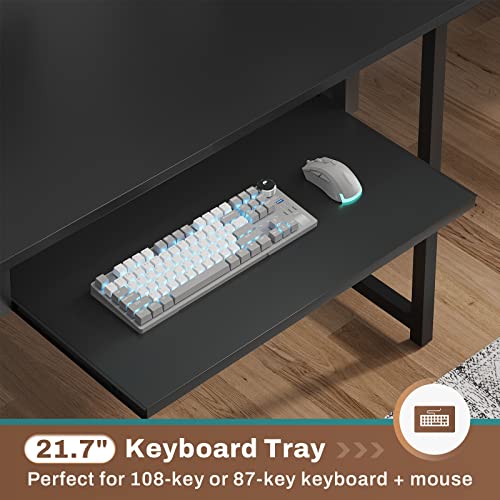 SEDETA L Shaped Gaming Desk with Power Outlet and Pegboard, Black B28201