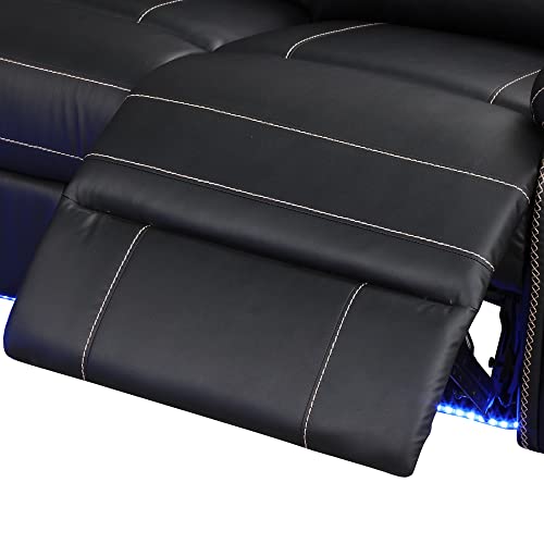 PU Leather Manual Reclining Sectional Sofa with Cup Holders, Brown E3190