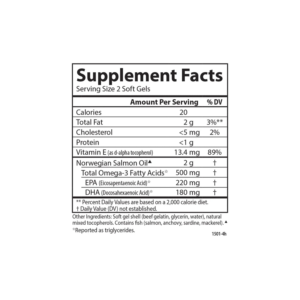 Carlson Norwegian Salmon Oil 500 mg Omega-3s, 180 Softgels O9545