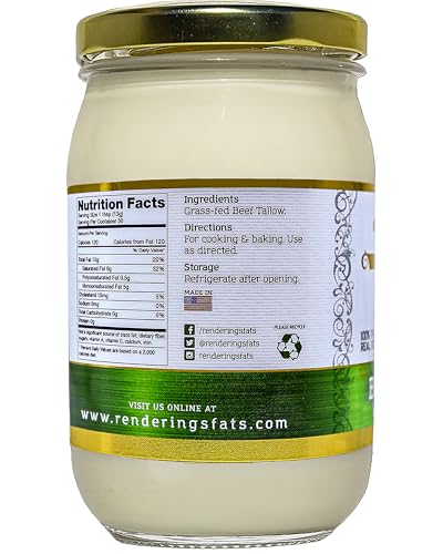 Renderings Beef Tallow, Grass-Fed, 14 oz Jar G8038