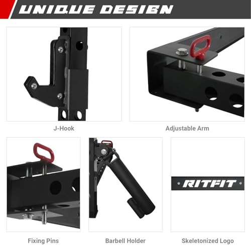 RitFit Multi-Functional Folding Squat Rack for Home Gym, Wall Mounted with Attachments V171188