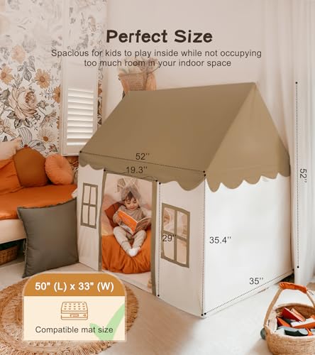 Little Dove Toys Kids Playhouse Tent with Mat, Star Light, Green K81396