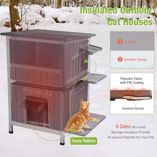 Outdoor Feral Cat House 2 Story Waterproof Shelter S95230