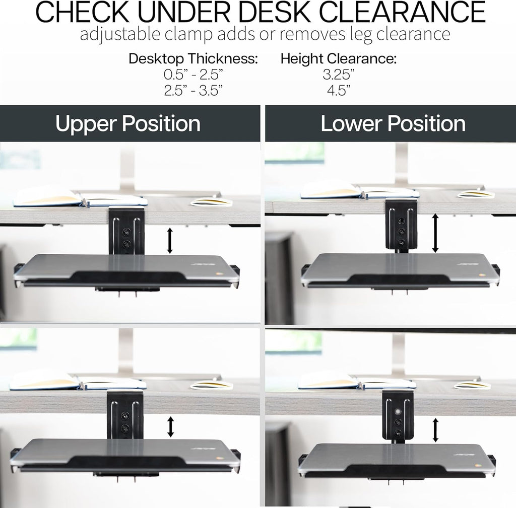VIVO Clamp-on Rotating Laptop Tray, Extra Sturdy, Black, MOUNT-LAP1CB L3298