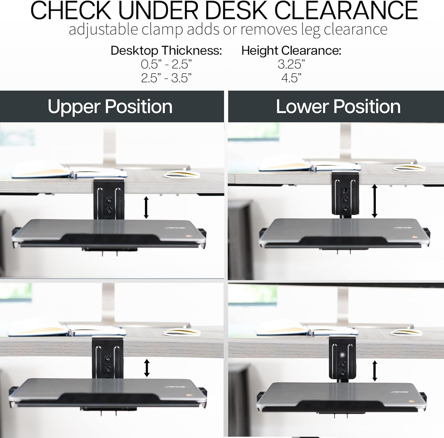 VIVO Clamp-on Rotating Laptop Tray, Extra Sturdy, Black, MOUNT-LAP1CB L3298