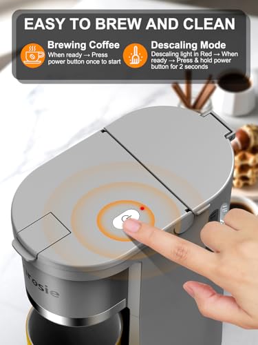 Slim Single Serve Coffee Maker for K-Cup & Ground Coffee, White S8539