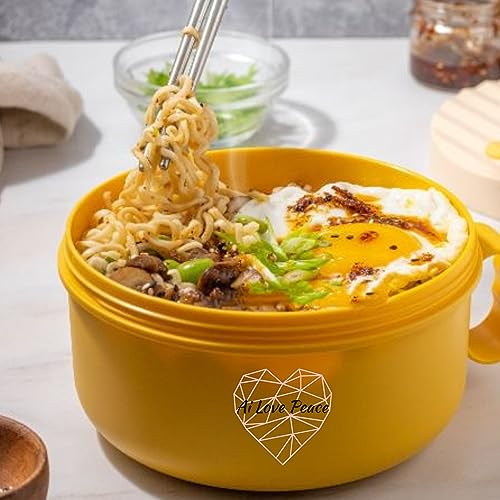 AI LOVE PEACE Ramen Bowl with Lid, 40 oz Microwavable Noodle Bowl G430163