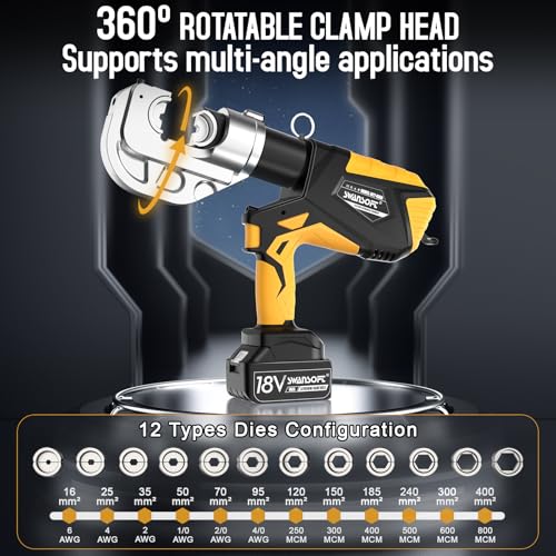 SWANSOFT Electric Hydraulic Cable Lug Crimping Tool 12Ton with 12 Dies F67528