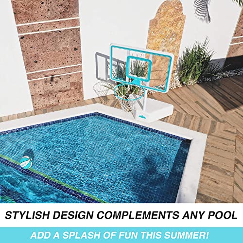 Dunn-Rite Splash & Shoot Outdoor Adjustable Height Pool Basketball Hoop with Ball and Base S249351