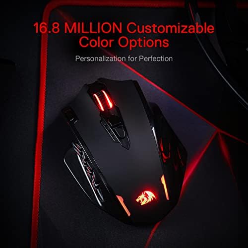 Redragon M908 Impact RGB MMO Gaming Mouse with 12 Side Buttons, 12400 DPI U713989