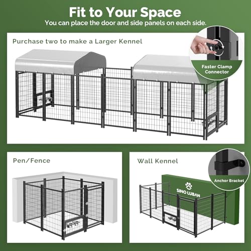SINO LUBAN Outdoor Dog Kennel with Doggy Door, Heavy Duty Large Dog Pen E5768