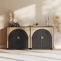 BELLEZE 65 Inch Fluted Buffet Cabinet with Storage, Caramel Brown U96619