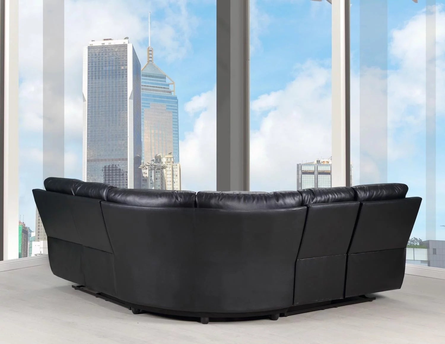 Global United 9241 Black Leather Power Reclining Sectional A8417