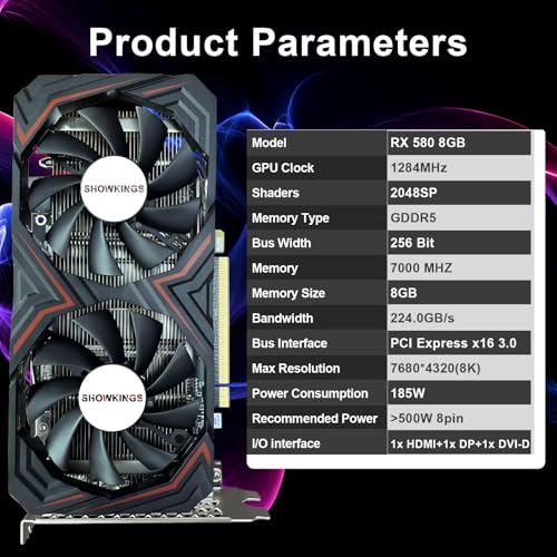 Radeon RX 580 8GB GDDR5 Graphics Card with Dual Fan Y315