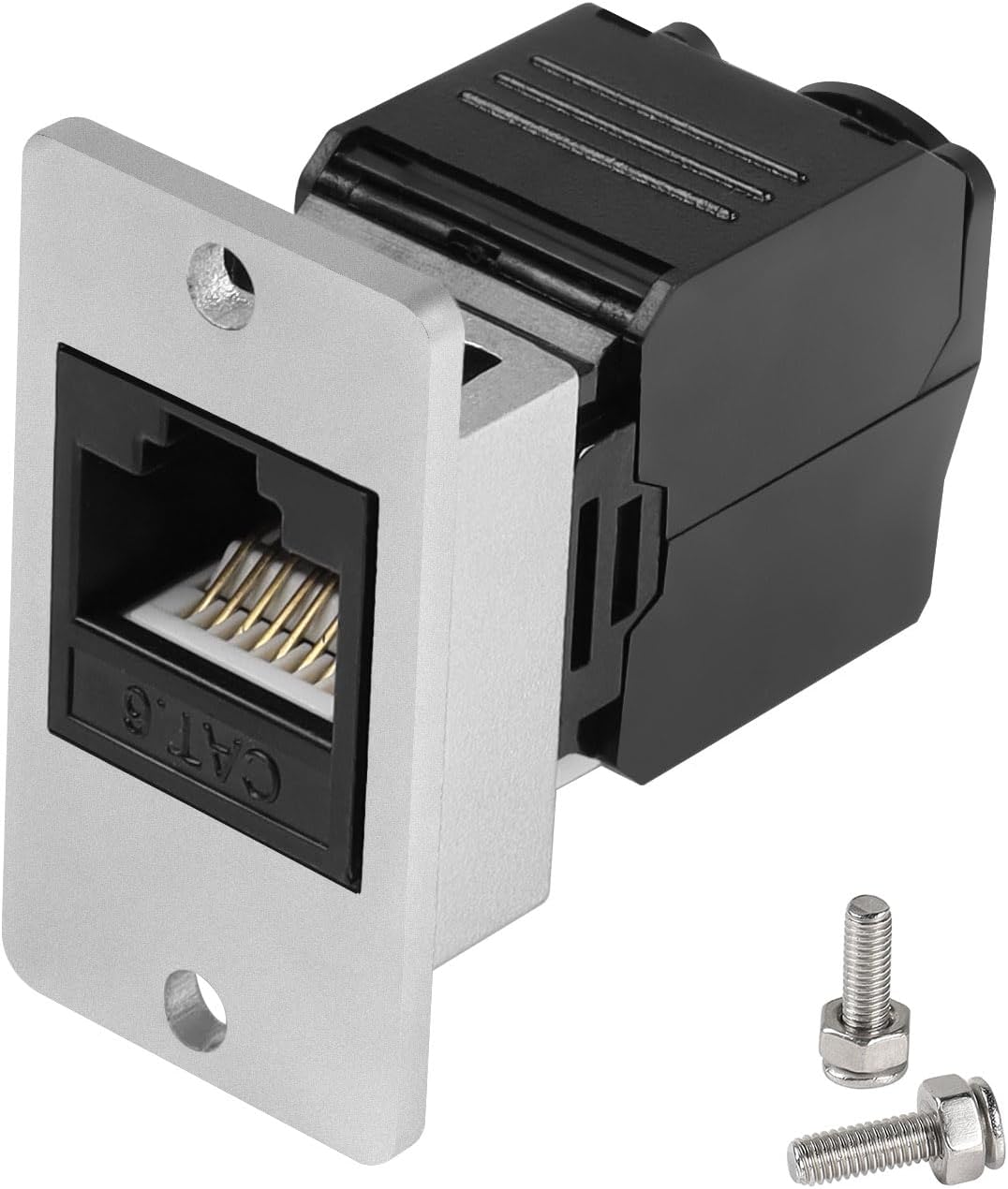 QIANRENON CAT6 RJ45 Rectangular Panel Crimp Adapter No Tool RJ45 8P8C Female Panel Mount Ethernet Connector RJ45 Crimping Mount Socket T568A/B, for Equipment Panel Desktop Wall