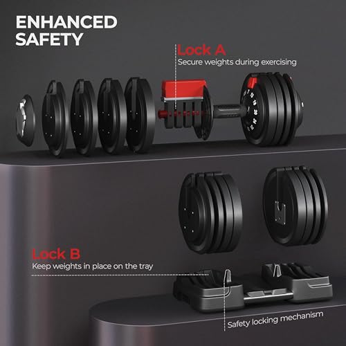 Yaheetech Adjustable Dumbbell Set with Anti-Slip Handle for Home Gym J871148