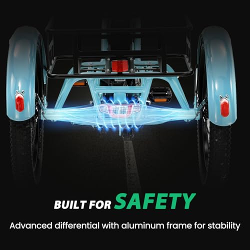 MOONCOOL Electric Tricycle for Adults 350W 36V Removable Battery 7 Speeds P222040