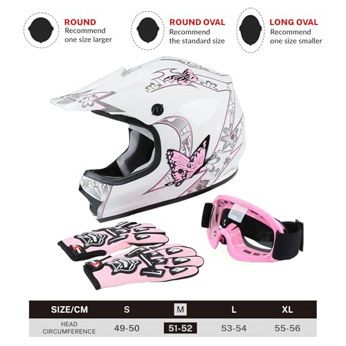 SLMOTO Dot Youth Kids Motocross Offroad Helmet with Goggles and Gloves Blue Skull D851858