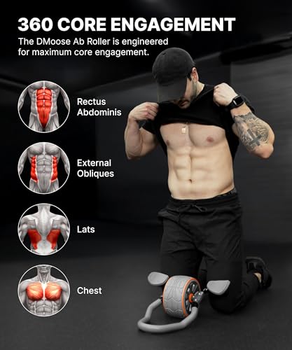 DMoose Fitness Ab Roller Wheel with Elbow Support & 2 Knee Pads U1450
