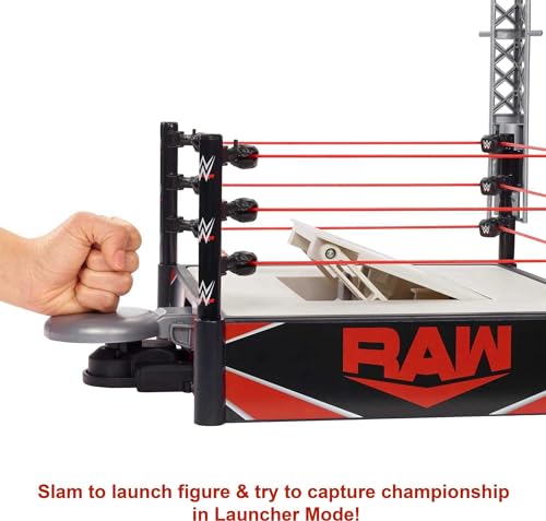 Mattel WWE Wrekkin' Kickout Ring Playset with Launcher & Championship, 13-inch x 20-inch P27647