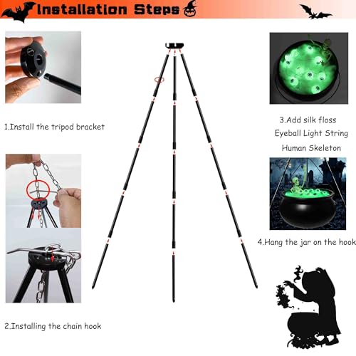 Halloween Witch Cauldron with Tripod Outdoor Yard Decor L667