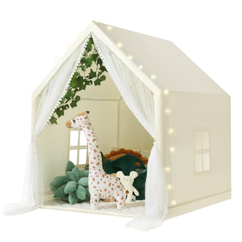 Wilwolfer Kid Tent with Mat and Star Lights - Indoor Playhouse for Toddlers and Girls (Pink) N411519