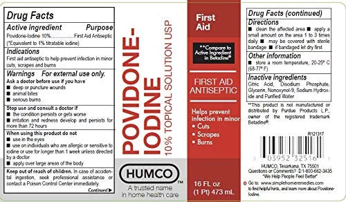 Povidone Iodine 10% Topical Solution 16 oz, 2 Pack S39253