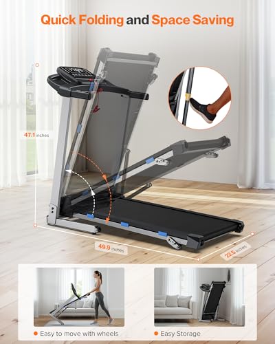Folding Treadmill with Incline, 3.0 HP Quiet for Home, 350 lbs Capacity Y76666