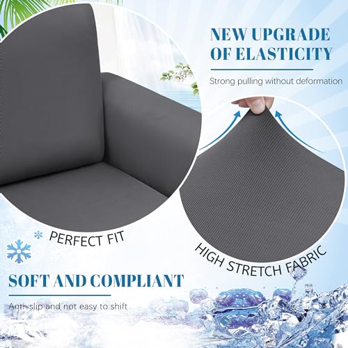 3 Seat Recliner Sofa Cover Stretch Non Slip Washable Dark Grey X5464