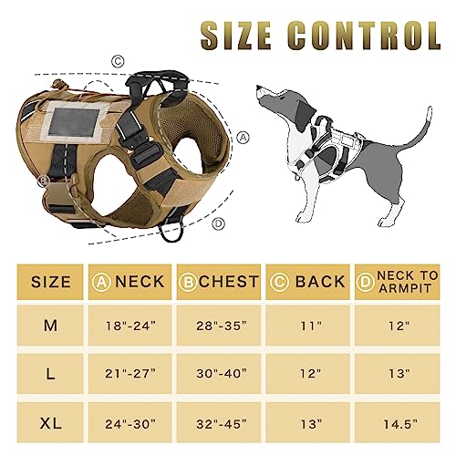 PETODAY Tactical Dog Harness for Large Dogs, Heavy Duty with Handle, Black T996311