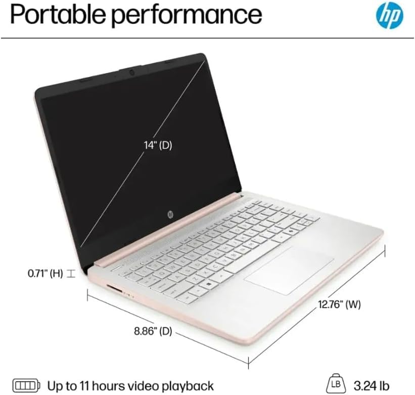 HP 14" Student Laptop, Intel N150, 16GB RAM, 256GB Storage, Win11, Natural Silver O471033