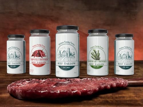 Weldon Family Farms Rendered Beef Tallow for Cooking, Grass Fed, 2 Pack, 16oz Total C474231